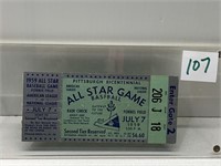1959 ALL STAR GAME AT FORBES FIELD TICKET IN CASE