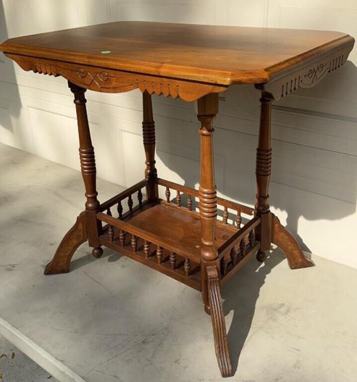 Victorian Walnut Lamp Table, Fancy Design