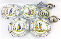 (8) Henriot Quimper Pottery Dishes