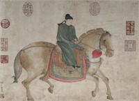 Yuan Dynasty Ren Renfa horse picture silk mirror h