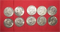 (10) Eisenhower Dollars 1972 to 1978 Mix