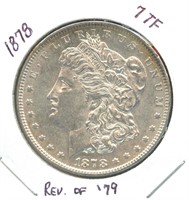 1878 Morgan Silver Dollar - 7 TF, Reverse of 1879