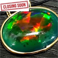 $1355 14K  Black Opal Enanced(5ct) Necklace