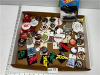 Lot of Pins, Batmobile, Batman, Alice Cooper,