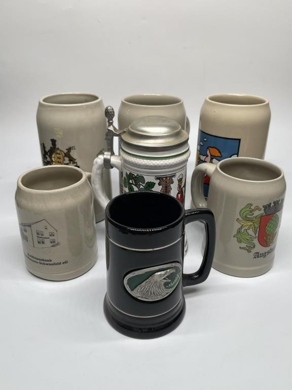 (7) Beer Mugs and Steins, some are German