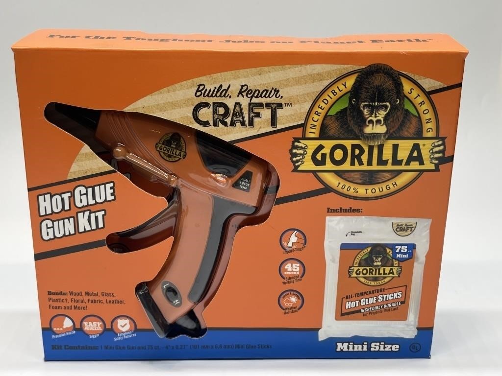 Gorilla Glue Hot Glue Gun & Sticks, New in Box