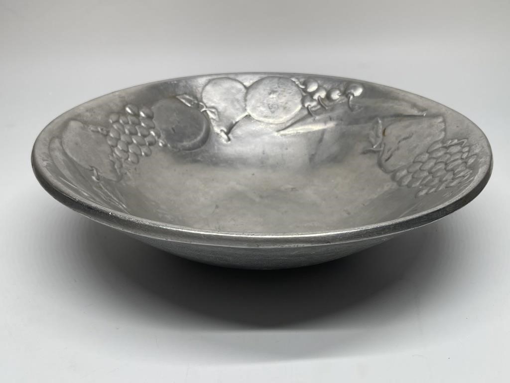 Fruit Themed Pewter-Look Centerpiece Bowl