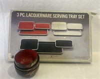 Lot Of Lacquerware ! Serving Trays And Soup Bowls
