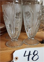 (3) Indiana Glass "iris" Clear Glass Pedestals
