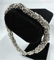 Sterling Silver Byzantine 7.5mm Wide 8" Bracelet