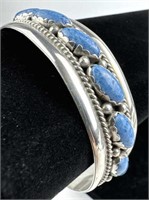 Navajo Ray Begay Sterling Silver & Lapis Cuff