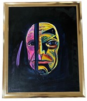 LARRY RANDALL Mid Century "Mask" Oil on Canvas