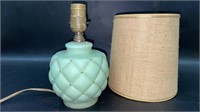 Mid Century Petite Quilted Satin Glass Lamp w