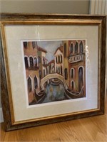 FRAMED CONTEMPORARY VENICE CANAL PRINT - 29 X 29