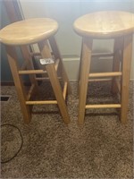 2) WOODEN BAR STOOLS APPROX  25" TALL