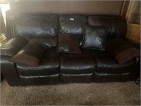 LEATHER DOUBLE RECLINING COUCH