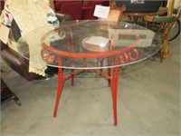 HEAVY METAL BASED PATIO TABLE WITH GLASS TOP