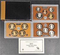 2011 US Mint Coins Proof Set w Dollars & Quarters