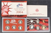 US Mint Silver Coin Proof Set 2004 w Quarts Dollar