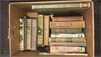 Box lot of vintage books including Huckleberry