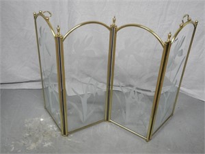 Etched Glass Fire Screen
