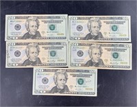 Five $20 Star notes