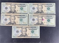 Five $20 Star notes