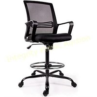 Tall Drafting Chair With Foot Ring Black Mesh $137