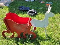 Wooden Santa sleigh and Deer