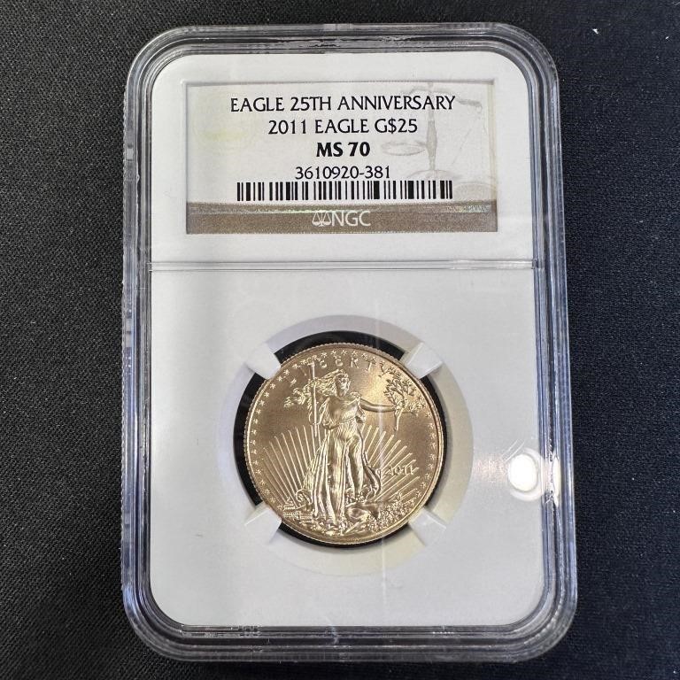 2011- 1/2 oz American Gold Eagle G $25 - NGC MS 70