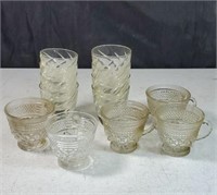 9 clear glasses and Wexford punch cups