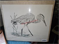 Signed and Numbered Blue Heron Artwork (Master Bed