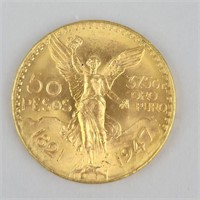 1947 Fine Gold Fifty Peso Coin.