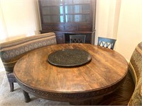 Beautiful rustic dining table carved edge