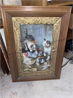 Vintage kitten framed picture