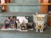 3 light up village houses 8 inches high