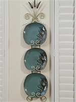 (3) Peacock by Pier 1 Decorative Plates in Rack