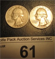 Two 1953 D Silver Quarters
