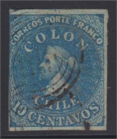 Chile Stamp #6 Used with corner crease at upper le