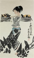 ZHOU SICONG Chinese 1939-1996 Watercolor Scroll