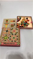 Mosaic board game and rook card game