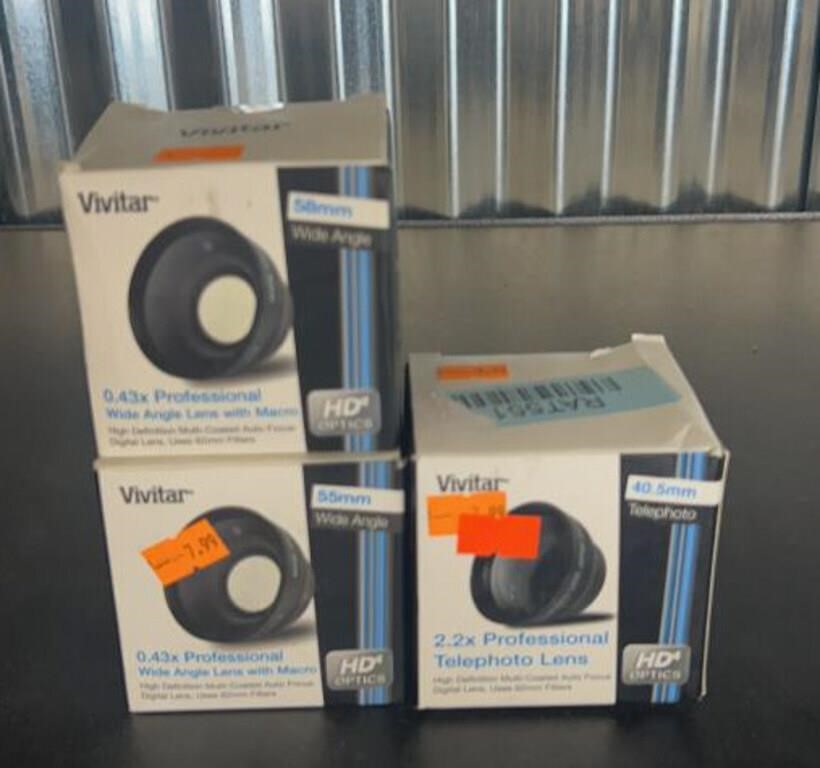 3 Vivitar Professional Photo Lenses (0.43x