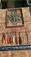 Various tools and wrenches