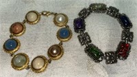 (2) Vtg. Bracelets: Liz Claiborne Faux Stone &