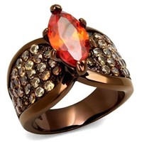 Coffee Tone Ip 2.48ct Orange Sapphire Ring