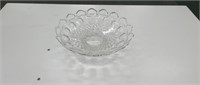 Vintage clear glass open weave lace-edged 12
