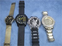 Four Men's Wrist Watches All Work New Batteries