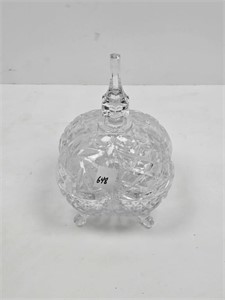 Clear Cutglass Crystal  Covered Candy Dish