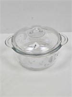Large Covered Etched Glass Bowl