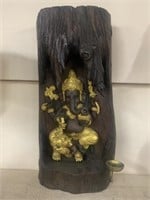 Oriental Wood carved Ganesha Elephant God